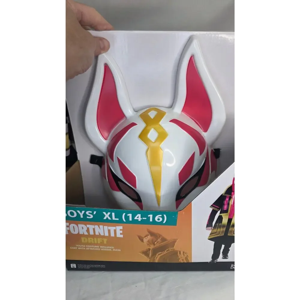 Fortnite Drift Youth Costume XL 14-16  Plastic Mask Jumpsuit Halloween New